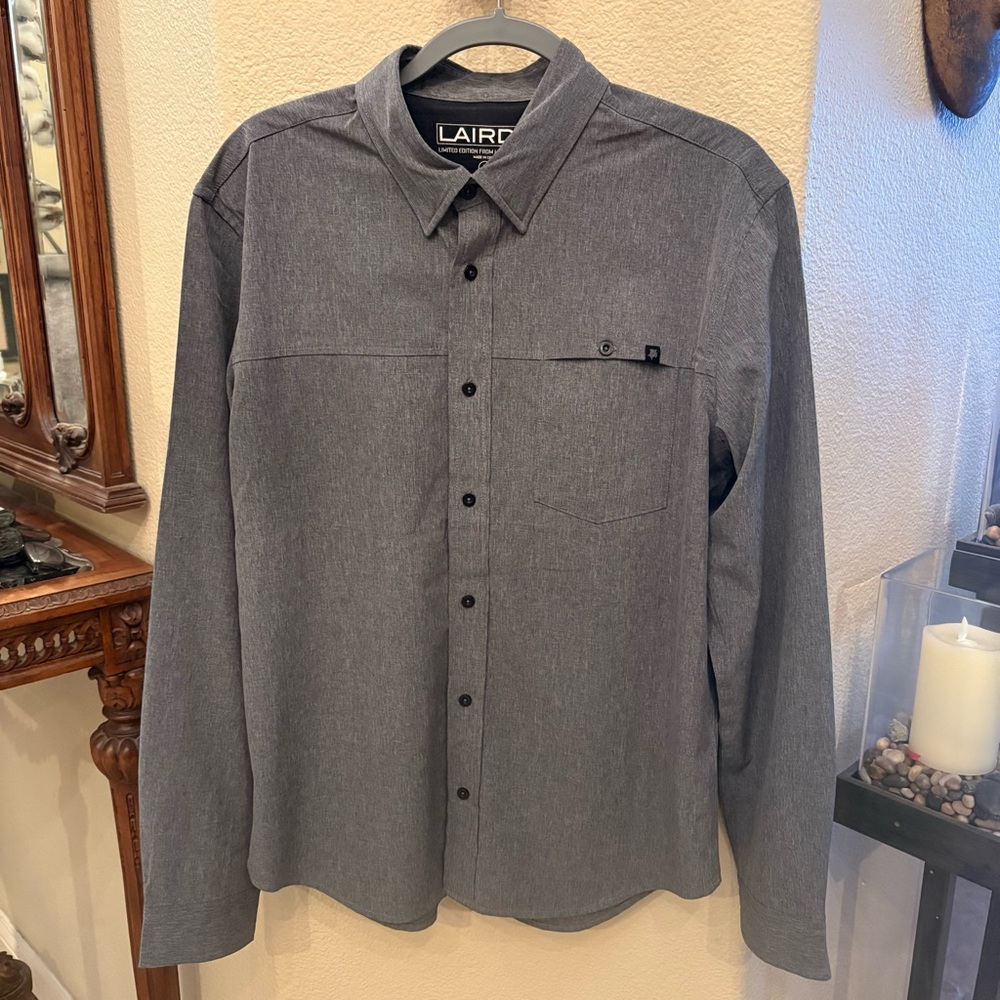 LAIRD Men Gray Limited Edition Long Sleeve Button-Up Shirt Size Large